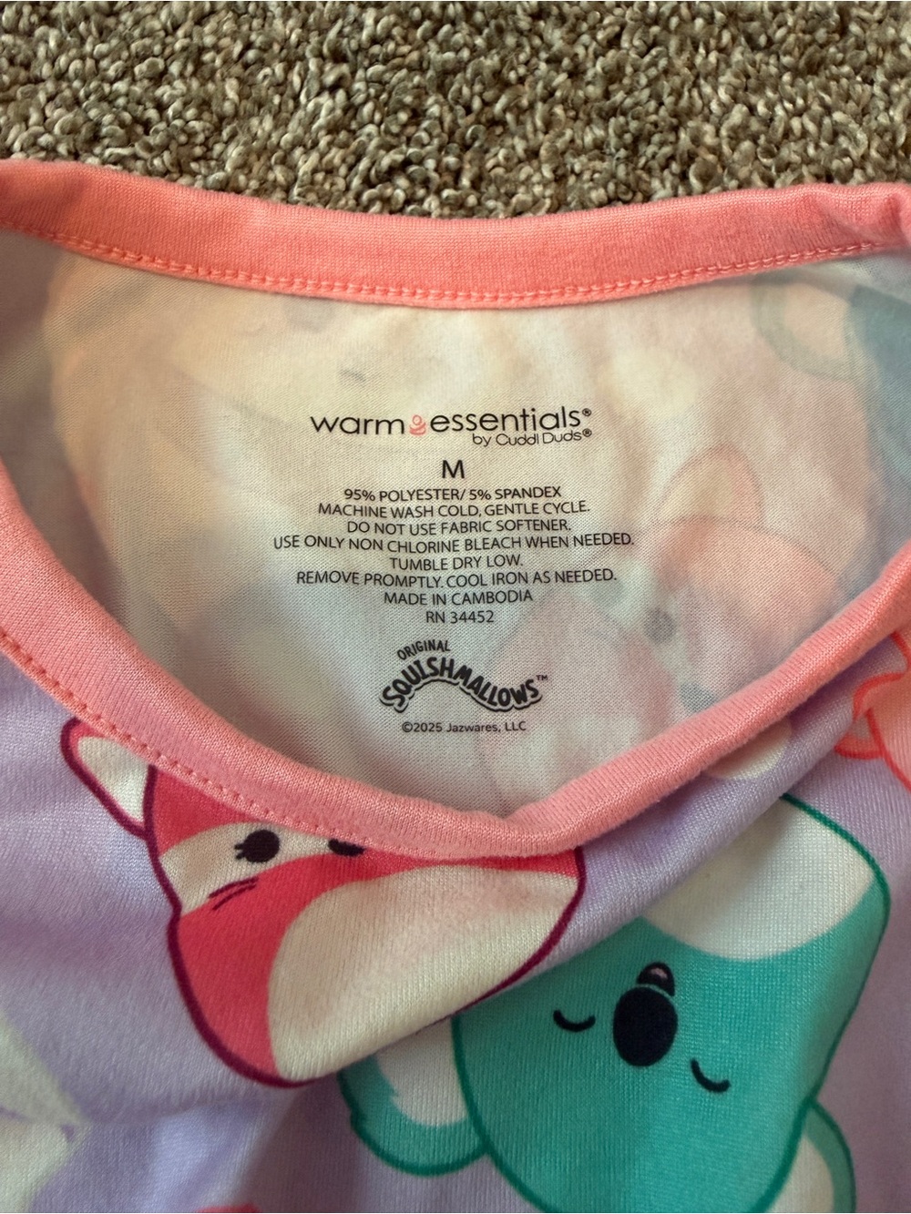 Warm Essentials Girls' Pink and Purple Squishmallows Pajama Set